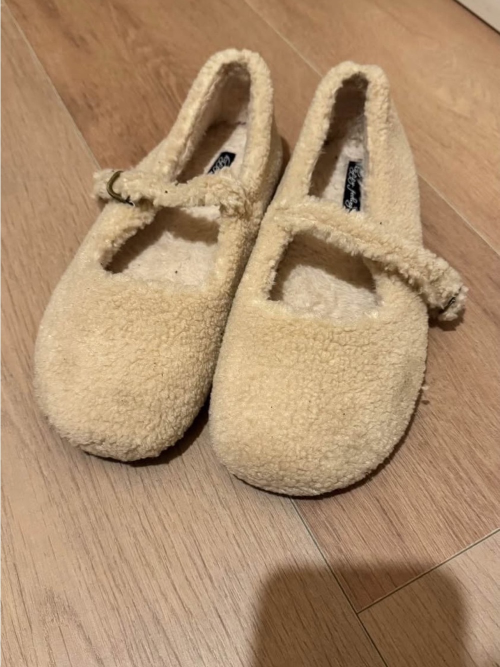 Cozy Beige Fleece Mary Jane outdoor shoes